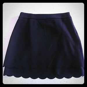 Ann Tayor LOFT Black Scallopped Skirt